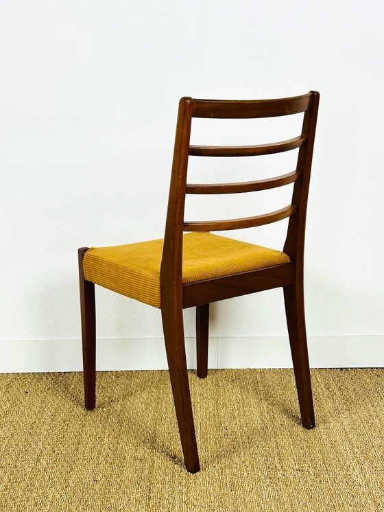 Image 1 of Set di 3 sedie da pranzo scandinave in teak e velluto a coste, 1960