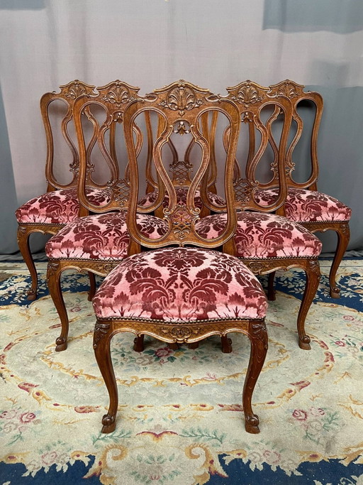 Set of 6 Regency style chairs. – eetkamerstoelen, Wood, Hollywood Regency (photo 2 of 13)