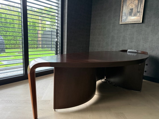 Giorgetti Erasmo Desk with two Genius armchairs in brown leather – Wood (photo 2 of 15)