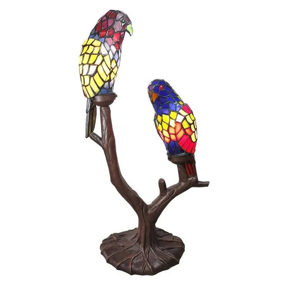 Lampada da tavolo doppia Tiffany Parrot, Lampade da tavolo, Cristallo, Vetro, Blu, Vintage (foto 5 di 5)