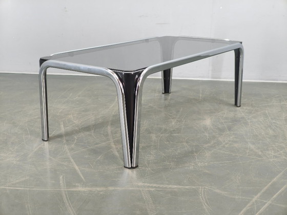 Image 1 of Italian Chrome and Smoked Glass Coffee Table, 1970s