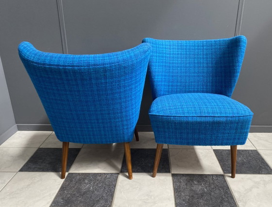 Image 1 of Set van 2 cocktailstoelen, blauw, jaren 60.