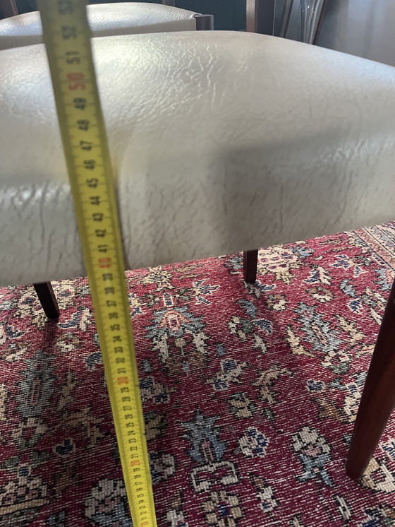 Image 1 of Set di sedie da pranzo vintage di design danese/olandese - anni '60 in teak/similpelle bianco sporco