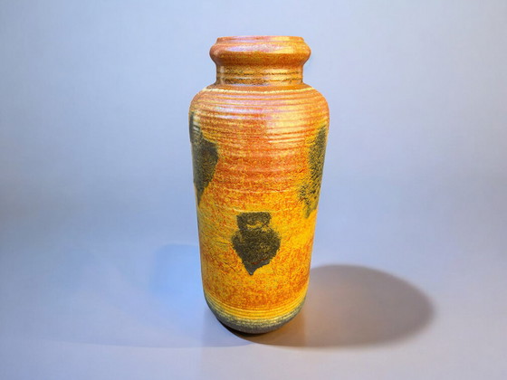 Image 1 of Bay Keramik - Large vintage floor vase, rust brown with dark decoration, 60s/70s, West German Pottery, Mid - Century