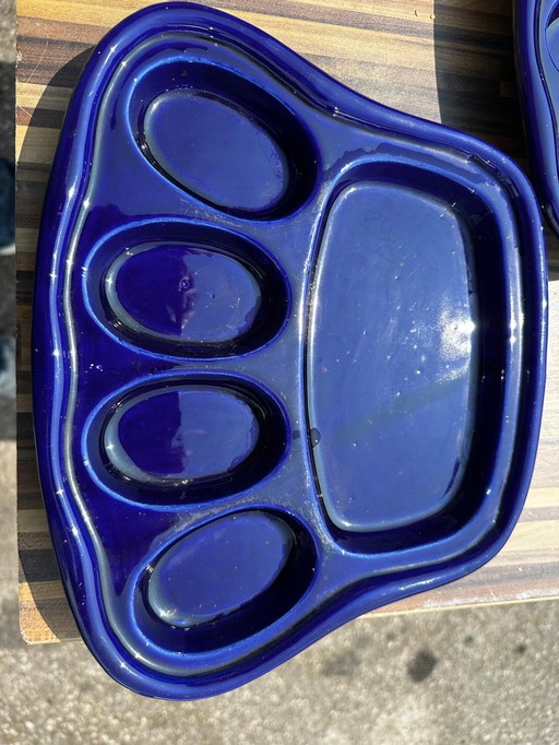 5 Vintage Sars-Poterie Maine Keramik Fondueteller