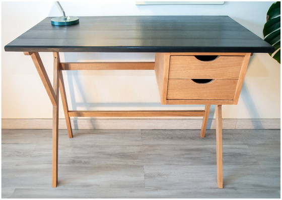 Image 1 of Vintage desk from the 1960s-70s, light oak, superb condition