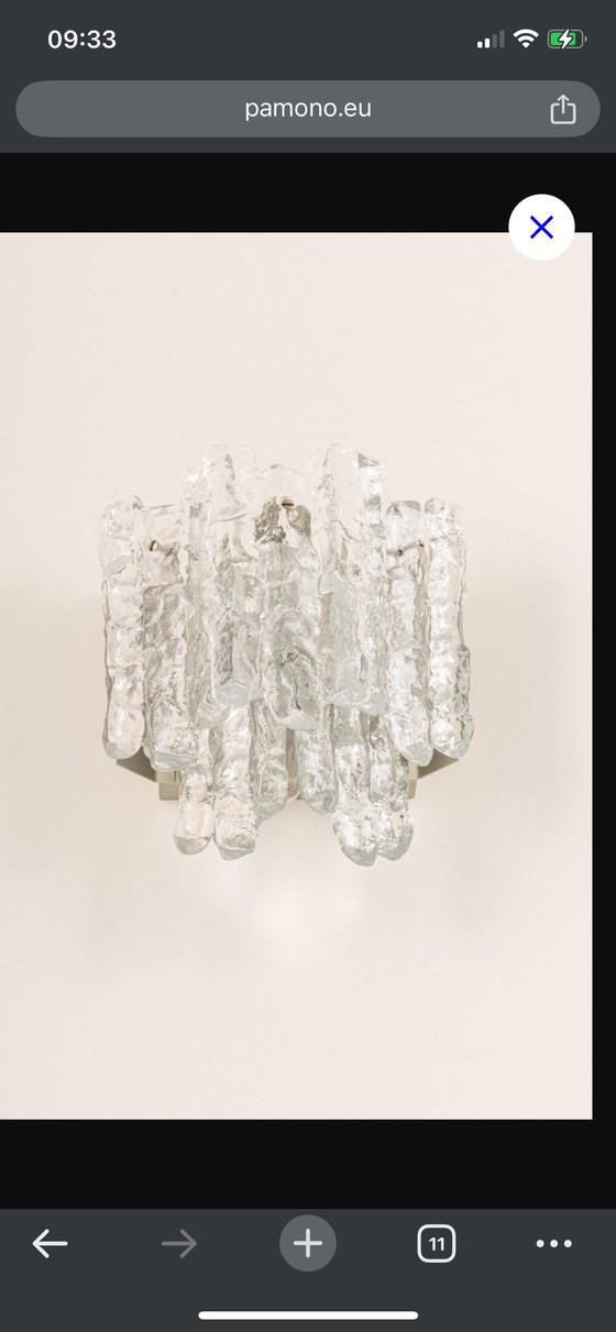 Image 1 of Grandes apliques de pared de Murano de Kalmar, Austria, década de 1960, juego de 2