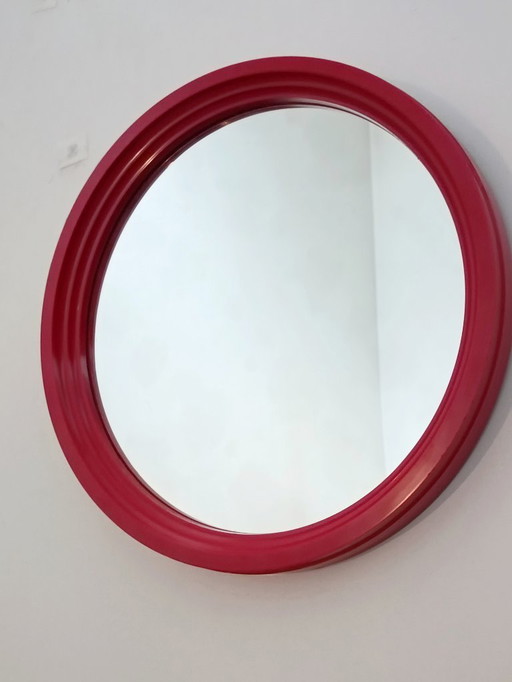 Round Plastic Mirror, Space Age 1970s
