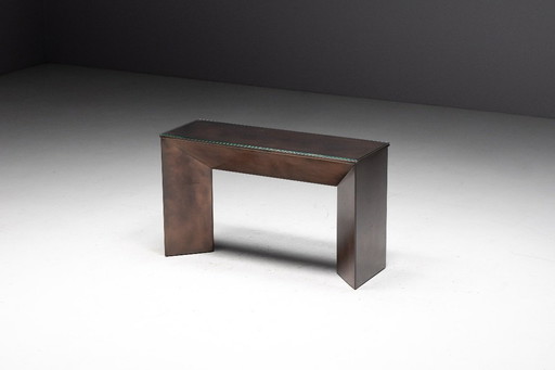 Patinated Bronze Console Table by Belgochrom, Belgium, 1970s