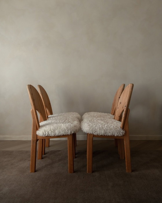 Image 1 of Vintage Danish Pine Dining Chairs (Set of 4) | Niels Koefoed Style | Rustic Scandinavian Modern | 1970s–80s