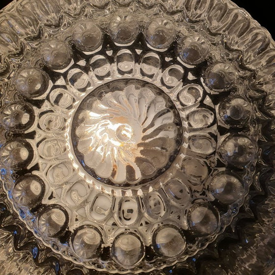 Image 1 of Vintage 70s/80s ceiling lamp - glass ceiling lamp with embossed structure.