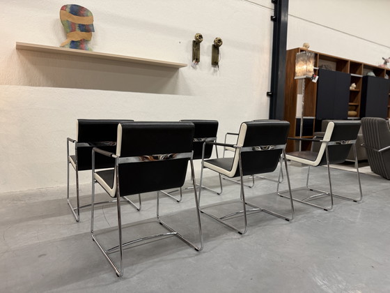 Image 1 of 6 sedie da pranzo Leolux Orchid in pelle grigia e nera