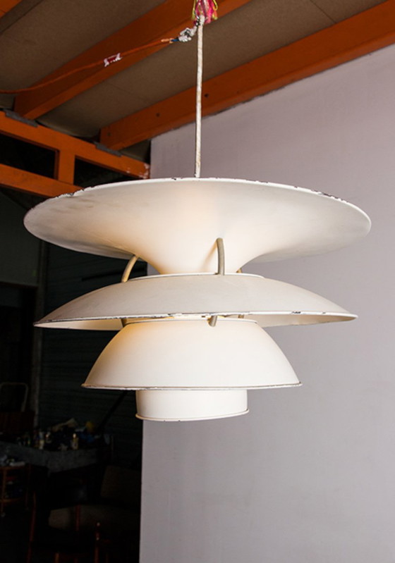 Image 1 of Danish suspension lamp in brushed metal, Model PH 6 ½ -6V Called "Charlottenborg" by Poul Henningsen for Louis Poulsen
