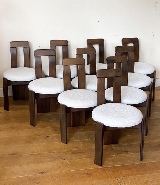 Image 1 of 6 brutalistische Esszimmerstühle aus Holz