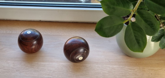 Thomas Taylor Glasgow wooden bowls, set of two, Decorative Objects, Other, Brown, Vintage (photo 6 of 7)