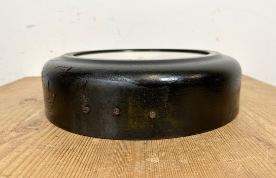 Image 1 of Black Industrial Factory Wall Clock from Siemens, 1930s