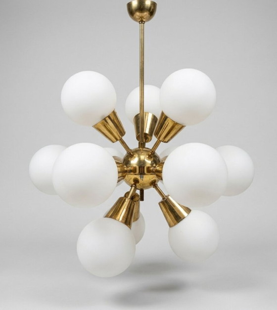 Image 1 of Sputnik Kronleuchter Mid Century Glas Kamenický Šenov 1960er Jahre Tschechoslowakei