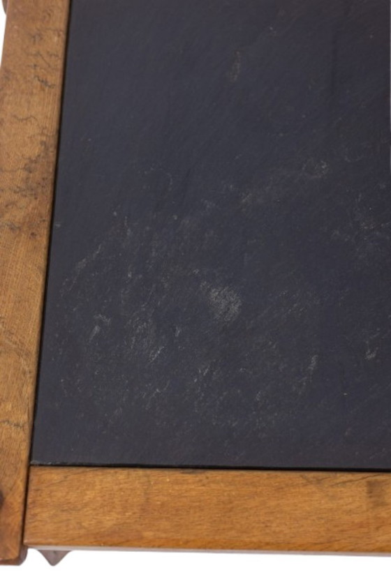 Image 1 of Brutalistisches Couchtischpaar aus Eiche und Schiefer.  Circa 1960.