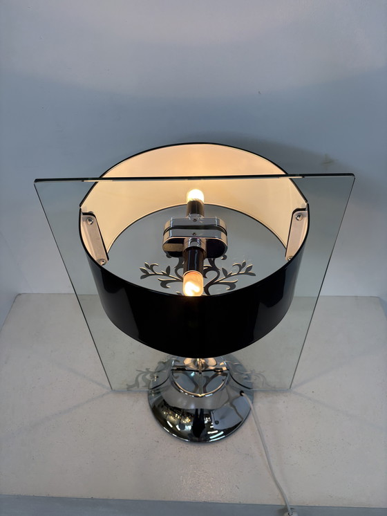 Image 1 of Vintage bijzondere designlamp, Chrome, glas en metaal 
