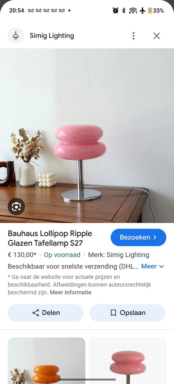Image 1 of Retro Bauhaus Pink Lollipop Ripple Led table lamp