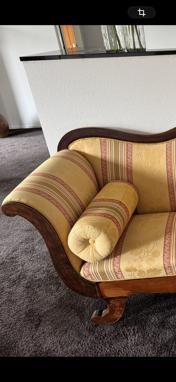 Image 1 of Sofá cama/diván Biedermeier antiguo - Rayas amarillas
