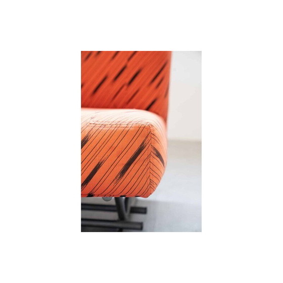 Image 1 of Pair of vintage armchairs in red and black fabric, 1970