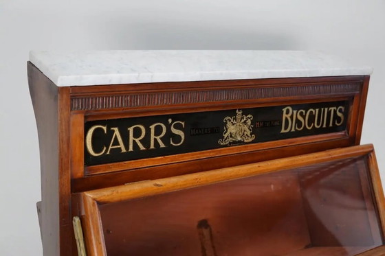 Image 1 of Victoriaanse Carr's Biscuits vitrinekast / winkelkast in hardhout, 19e eeuw