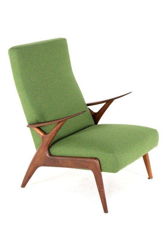 Image 1 of Vintage fauteuil stoel groen gestoffeerd 