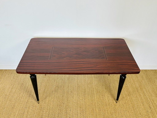 Table de salle à manger moderniste en marqueterie d'ébène de macassar, France, 1950