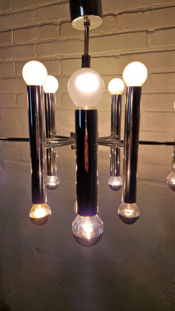 Image 1 of Verchromte Pendelleuchte von Gaetano Sciolari für Boulanger, 1960