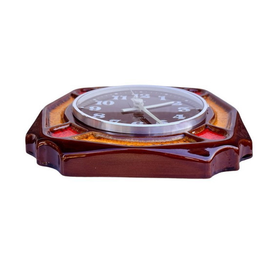 Image 1 of Horloge murale de cuisine Europe, Allemagne, 1970. Cadre rétro vintage en céramique
