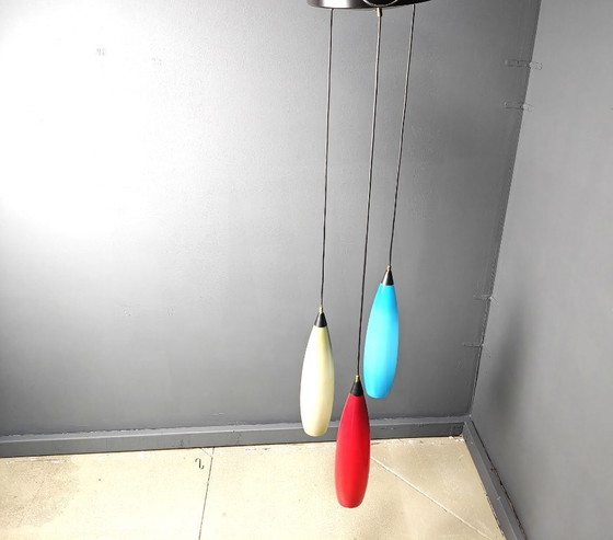 Image 1 of 3 lampade a sospensione in vetro vintage di Vistosi, anni '70