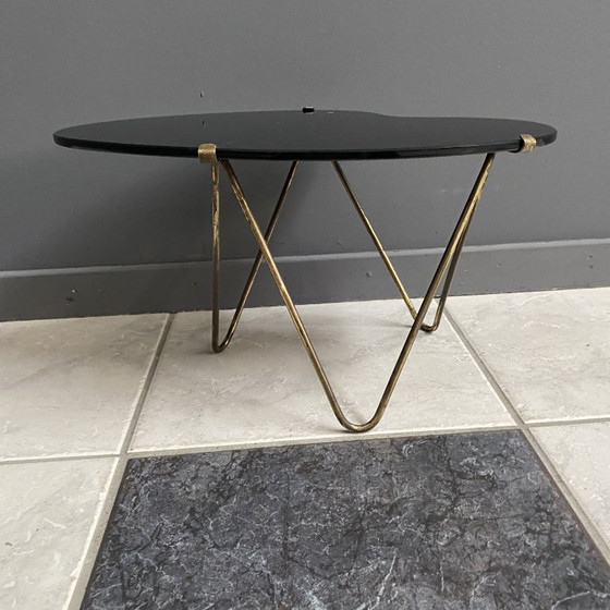 Black Glass Kidney Shape Small Side Table 1960s – Metal (photo 8 of 10)