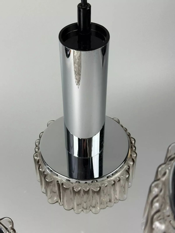 Image 1 of Lampada a cascata a 3 fiamme anni '60-'70 di Staff Leuchten Germania in vetro cromato