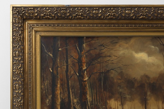 Image 1 of Ölgemälde „Winter in Flandern“ des niederländischen Künstlers Henri Wouters (1866-1935)