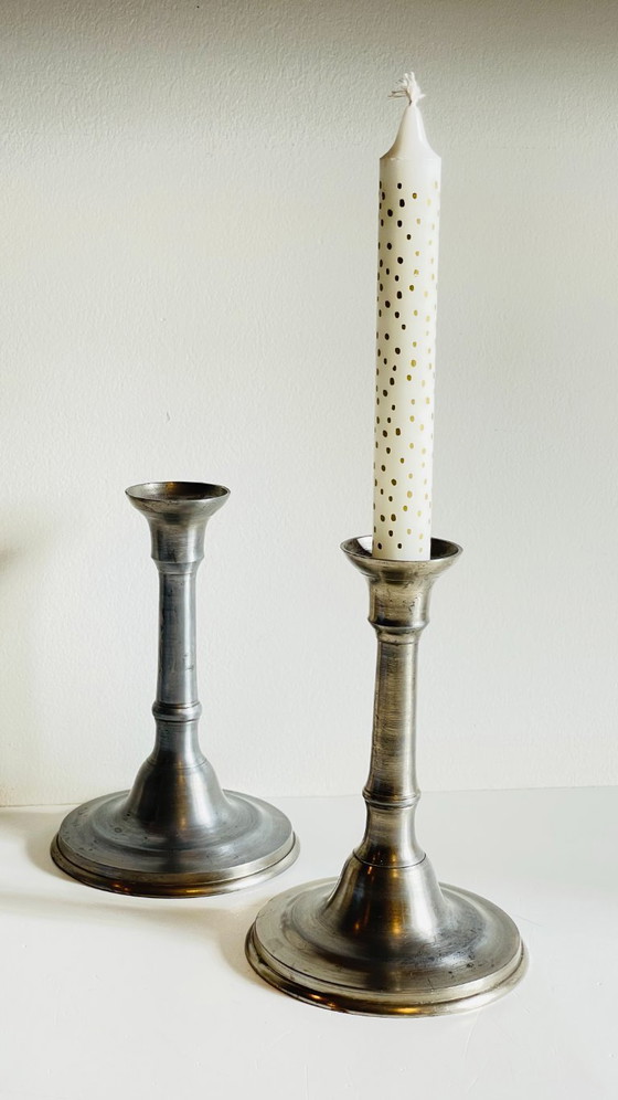 Image 1 of Vintage Silver Metal Candlesticks