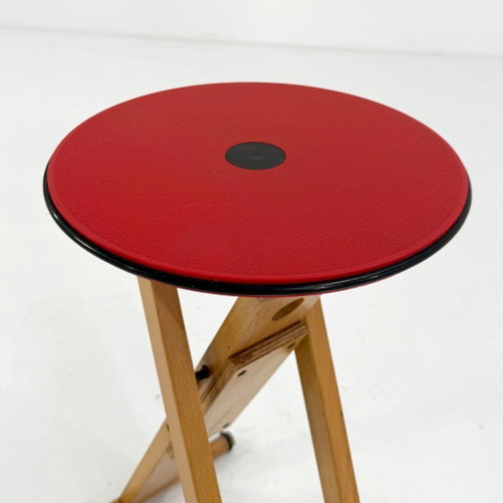 Image 1 of Red High Folding Stool from Enolinea, 1980s