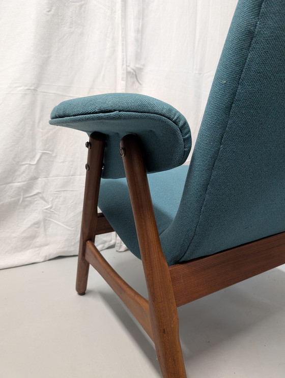 Image 1 of Unique vintage fifties design armchair, turquoise