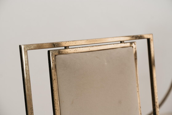 Image 1 of Dining Set 4 Vintage Italian Brass Dining Chairs by Zevi Design 1970's