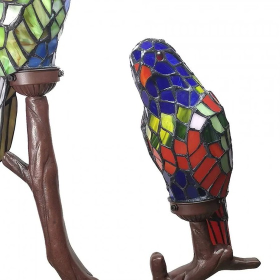 Lampada da tavolo doppia Tiffany Parrot, Lampade da tavolo, Cristallo, Vetro, Blu, Vintage (foto 4 di 5)