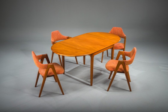 Image 1 of Dänische Kompass-Esszimmerstühle von Kai Kristiansen, 1960er Jahre, Satz 4