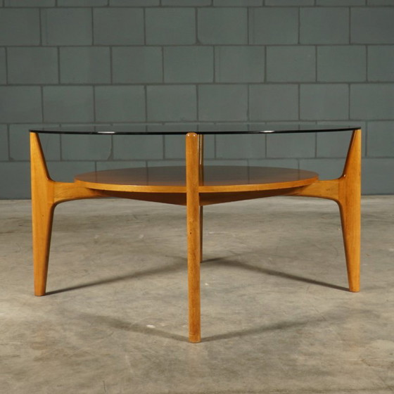 Vintage Walnut Coffee Table – Wilhelm Renz – 1960s – Glass, Wood (photo 11 of 15)