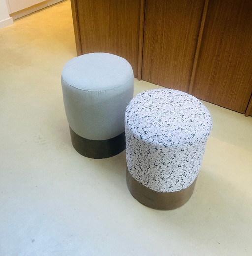 2x sgabello in tessuto + fascia in metallo