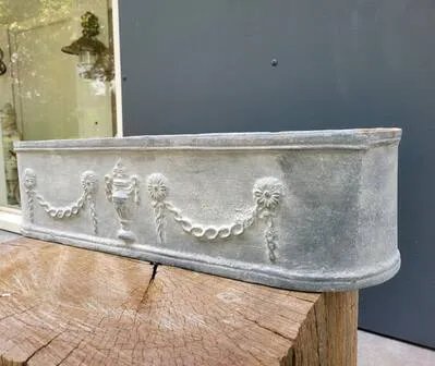 Großer gusseiserner Pflanzkübel grau Jardiniere, Gusseisen, Eisen, Vintage (Foto 2 von 9)