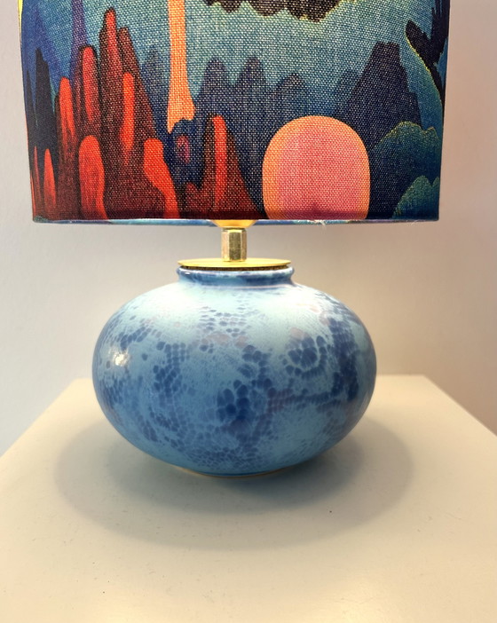 Image 1 of Lampada sferica Space Age di Scheurich - Ceramiche della Germania Ovest - realizzata con un vaso vintage riciclato