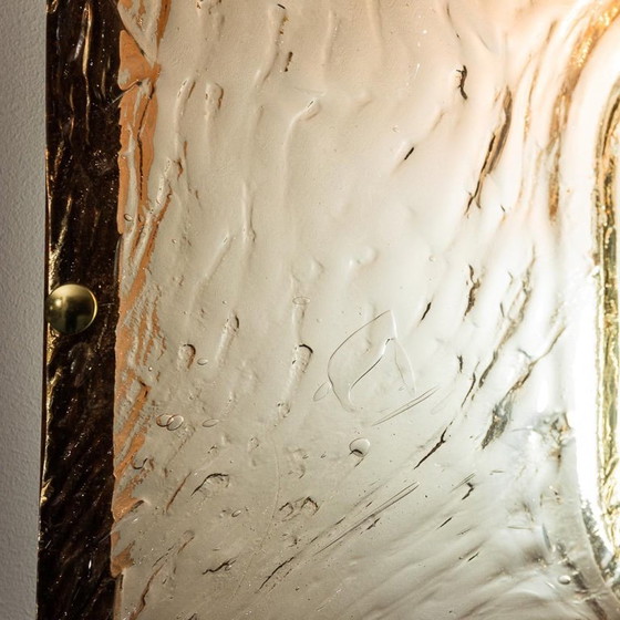 Image 1 of 2-LIGHT WALL LAMP WITH TEAK GRID FRAME MAZZEGA 1960S VINTAGE MODERN ANTIQUES