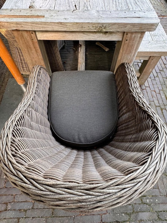 Image 1 of 6x, taupekleurige, waterafstotende buitenkussens voor tuinstoel 