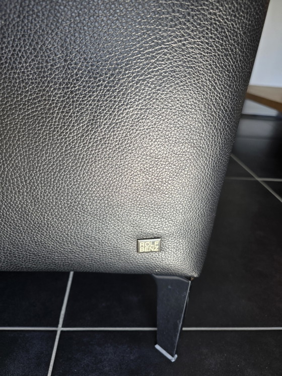 Rolf Benz 3-Seater Black Leather – Sofas, Metal (photo 6 of 7)