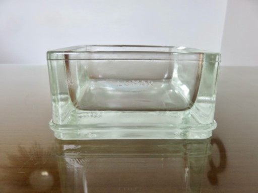 Bloque de vidrio, cenicero, bandeja para objetos pequeños, firmado LUMAX, años 40-50. – decoratieve objecten, Glass