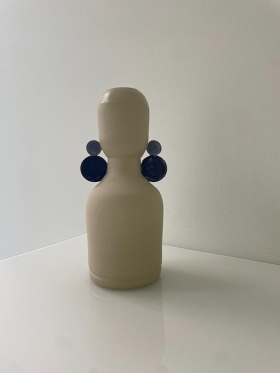 Image 1 of Dutch Design vase with blue accents - Potterie De Eekhoorn